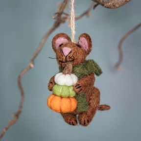 Felt So Good Mouse with Pumpkin Stack Decoration