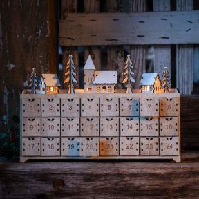 LED Wooden Advent Calendar, Natural