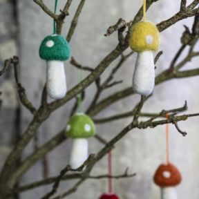Namaste Hanging Felt Mushrooms, Set of 5