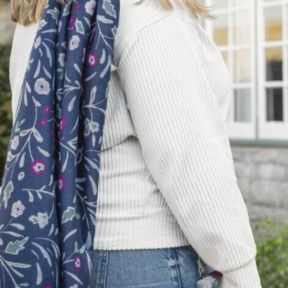 National Trust Greenway Lace Floral Navy Recycled Polyester Scarf