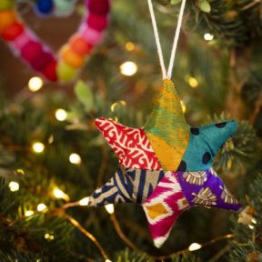 Pri Pri Recycled Multi Colour Sari Star Decoration