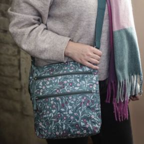 National Trust Greenway Lace Floral Sage Organic Cotton Cross Body Bag