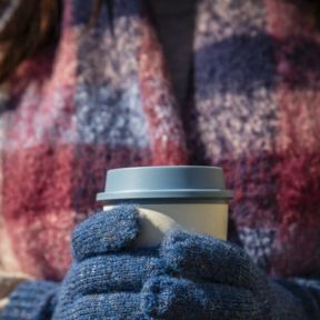 National Trust Navy and Burgandy Brushed Check Scarf
