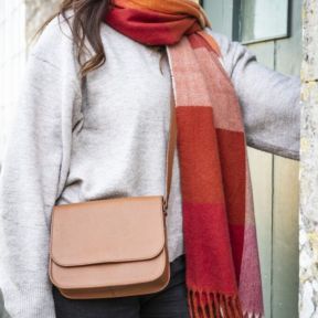 National Trust Burnt Orange Woven Check Scarf