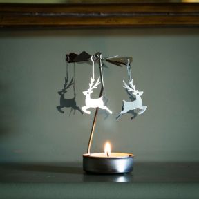 Silver Reindeer Rotary Candle Holder