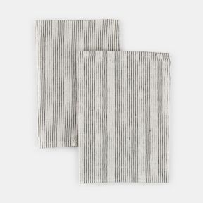 Linen Napkins Black & Ivory Stripe, Set of 2 