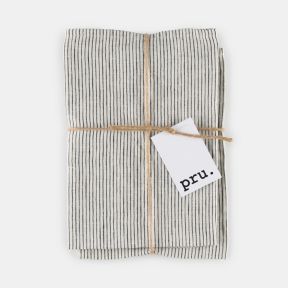 Linen Napkins Black & Ivory Stripe, Set of 2 