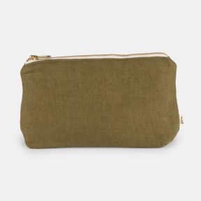 Linen Toiletry Bag Khaki, Medium