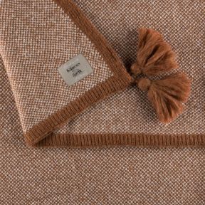 Gallery Direct Knitted Border Tassel Throw, Rust