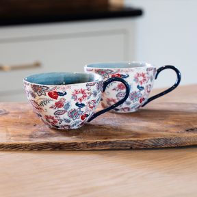 Trailing Floral Mug, Blue