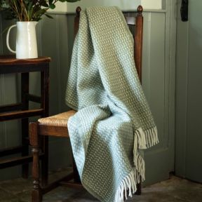 National Trust Pure New Wool Throw Leaf Weave Sage