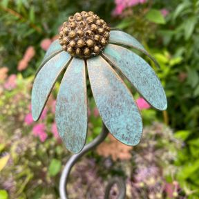 Paul Cox Verdigris Echinacea Plant Stake, Set of 2