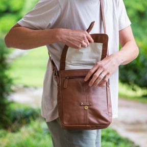 National Trust Brown Leather Cross Body Bag with Buckle