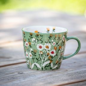 Stoneware Mug, Green Wild Daisy