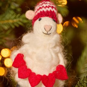 Namaste Hanging Felt Woolly Sheep