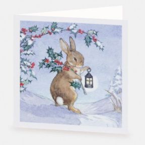 National Trust Rabbit and Lantern Christmas Card Box of 10