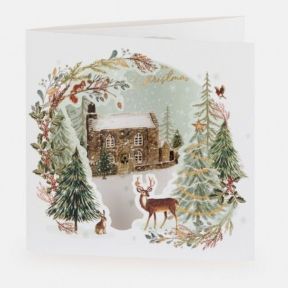 National Trust Rose Castle Cottage Die Cut Fold Out Christmas Cards Box of 5