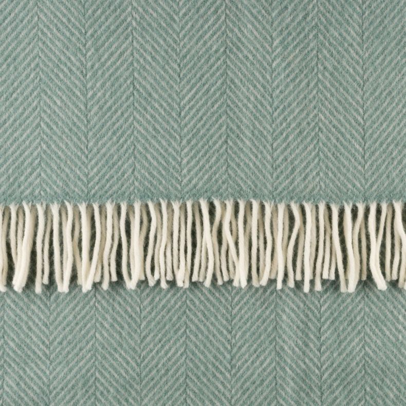 National Trust Fishbone Wool Throw, Seafoam Green