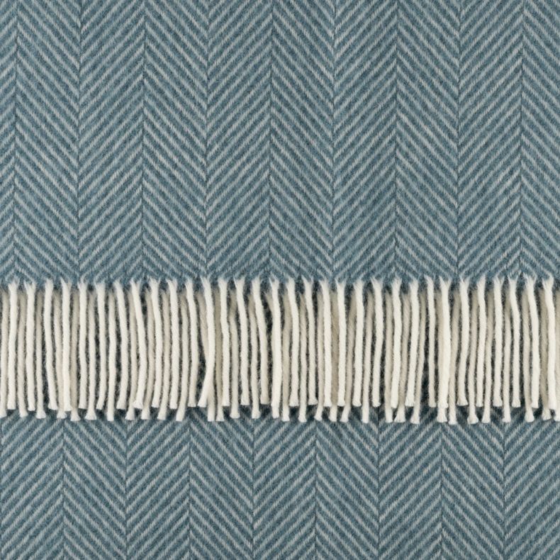 National Trust Herringbone Wool Throw, Petrol Blue