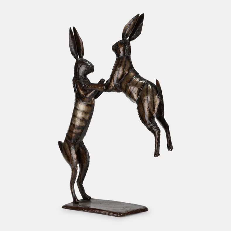 Large Boxing Hares Garden Sculpture