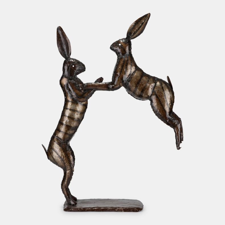 Large Boxing Hares Garden Sculpture