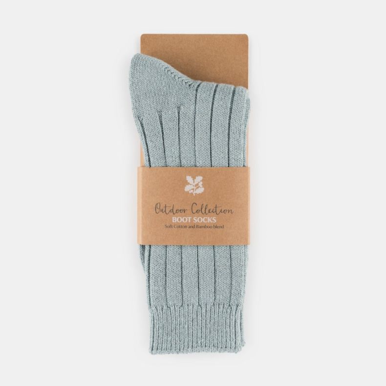 National Trust Bamboo Cotton Boot Socks, Sea Mist