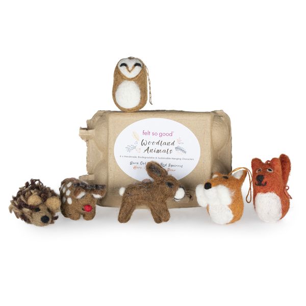 Felt Woodland Critter Decorations in Egg Box