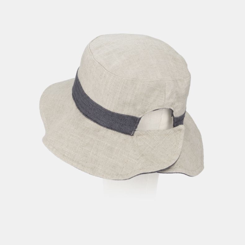 National Trust Reversible Linen Hat, Grey and Beige