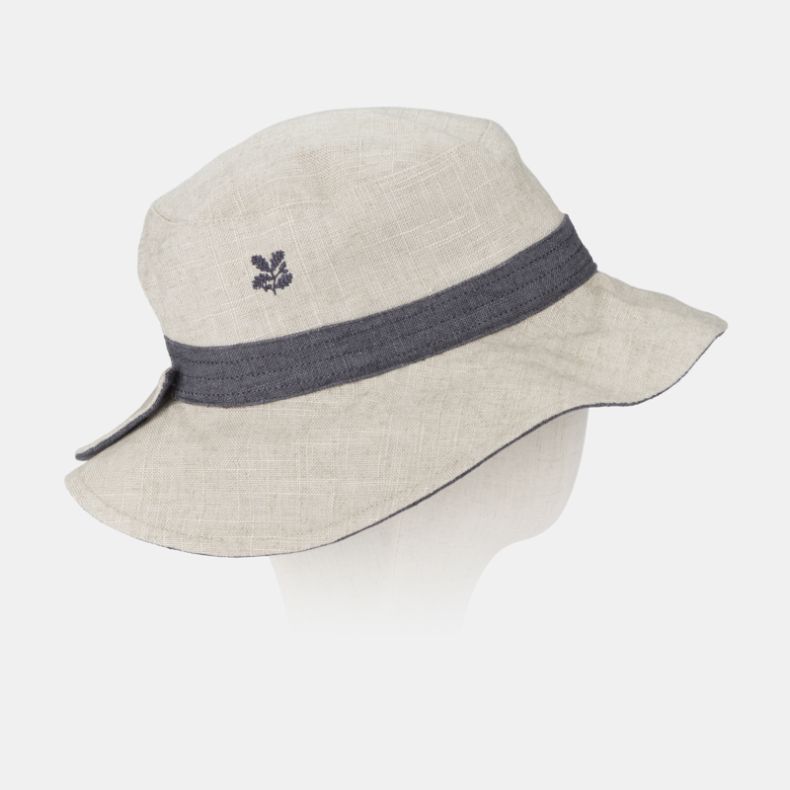 National Trust Reversible Linen Hat, Grey and Beige