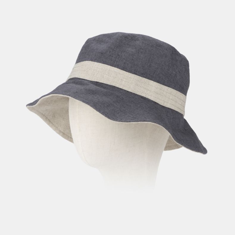 National Trust Reversible Linen Hat, Grey and Beige
