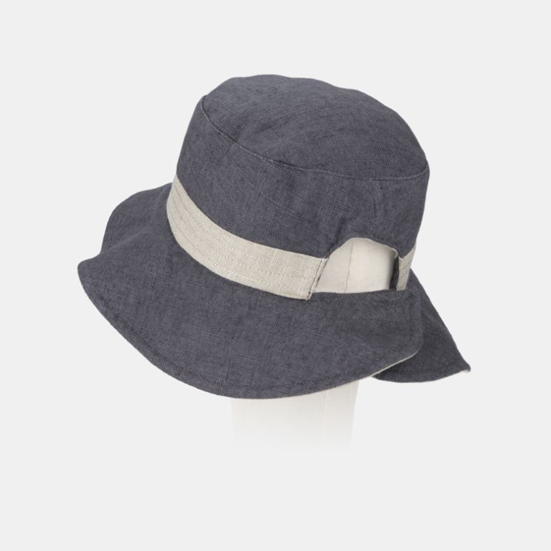National Trust Reversible Linen Hat, Grey and Beige