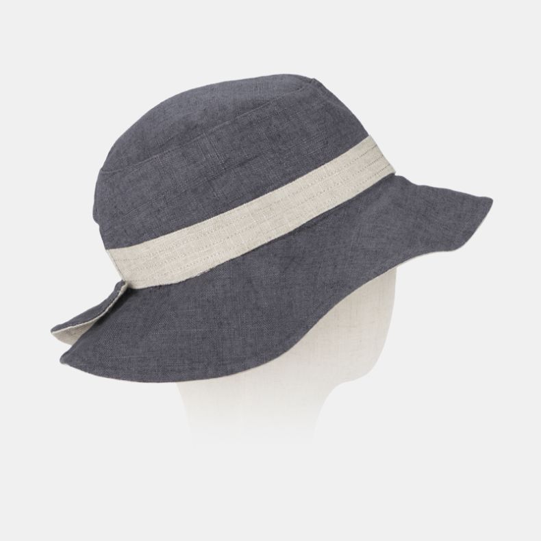 National Trust Reversible Linen Hat, Grey and Beige