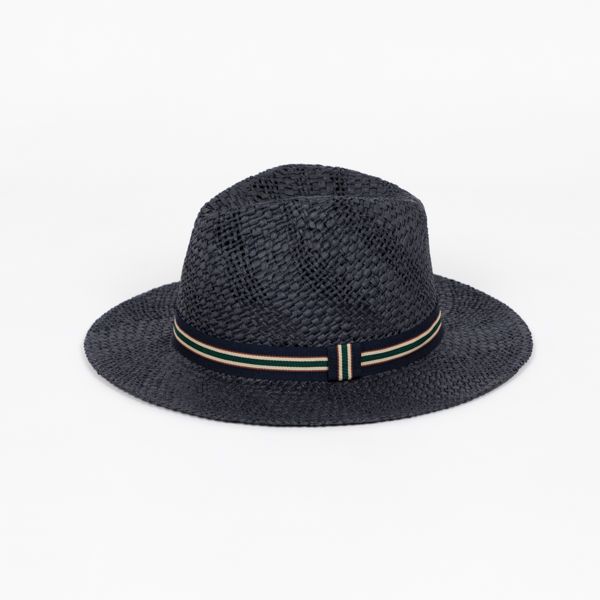National Trust Navy Paper Fedora Hat with Trim