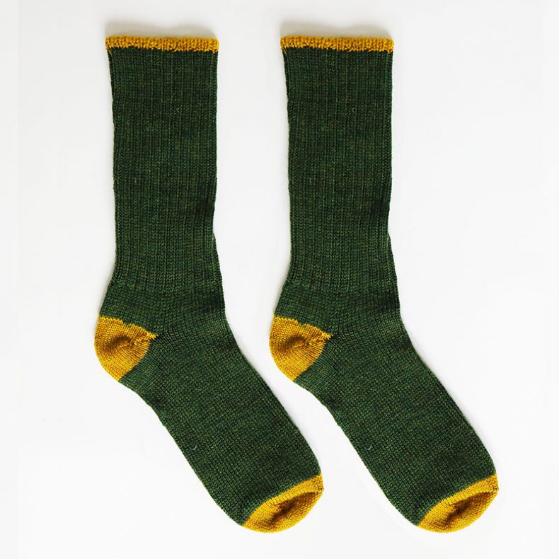 Rooska Croft Wool Socks, Celtic Green & Mustard