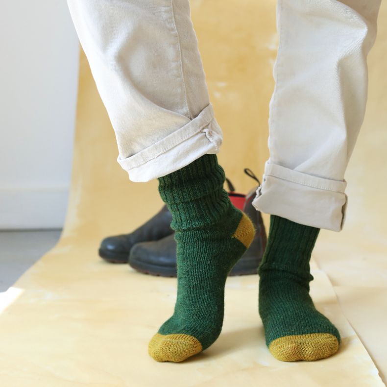 Rooska Croft Wool Socks, Celtic Green & Mustard