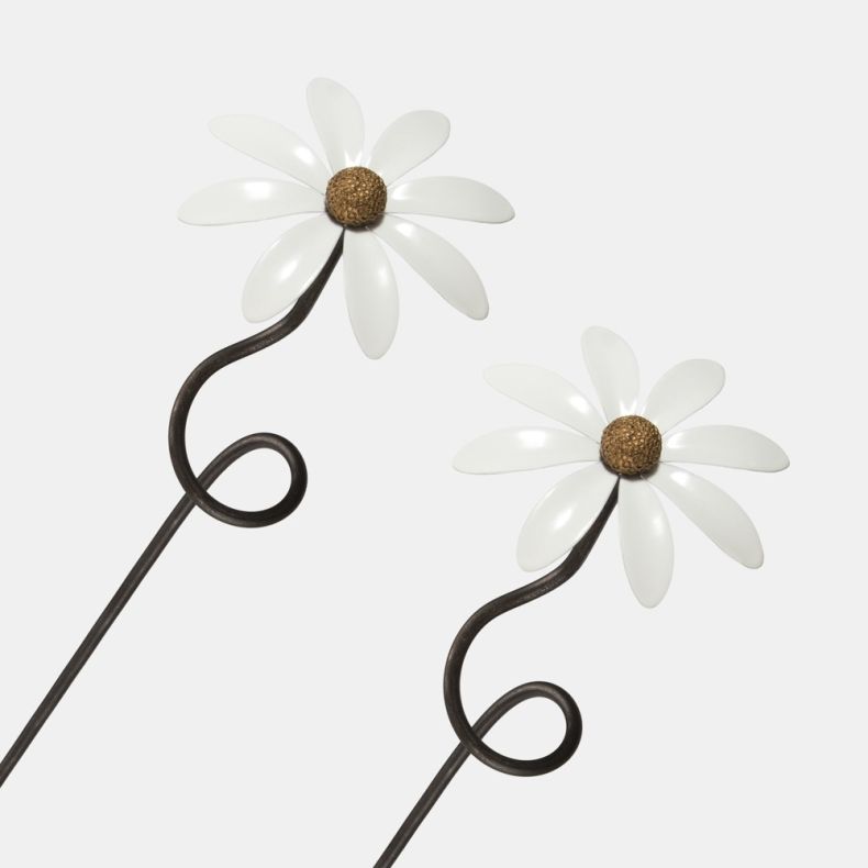 Paul Cox White Daisy Plant Stake, Set of 2