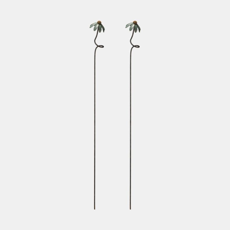 Paul Cox Verdigris Echinacea Plant Stake, Set of 2