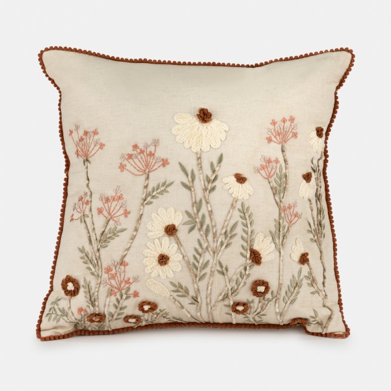 Ambleside Embroidered Cotton Cushion