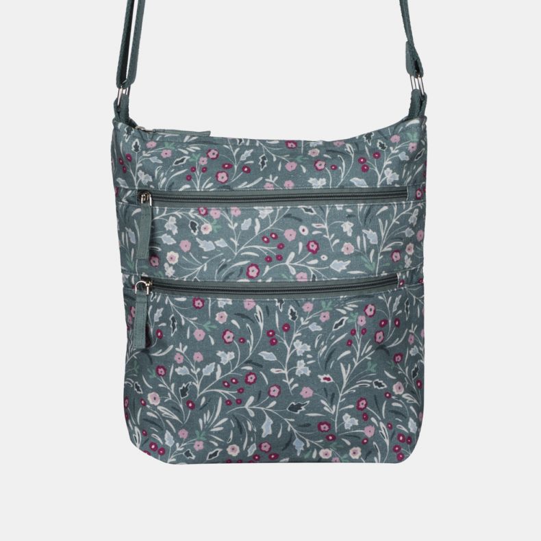 National Trust Greenway Lace Floral Sage Organic Cotton Cross Body Bag