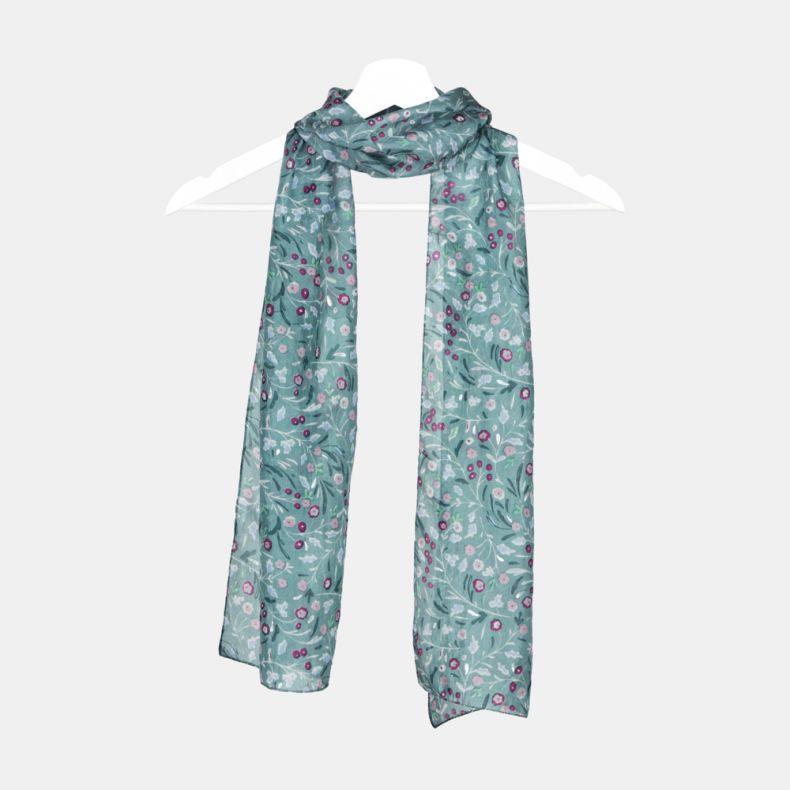 National Trust Greenway Lace Floral Sage With Foil Silk Scarf