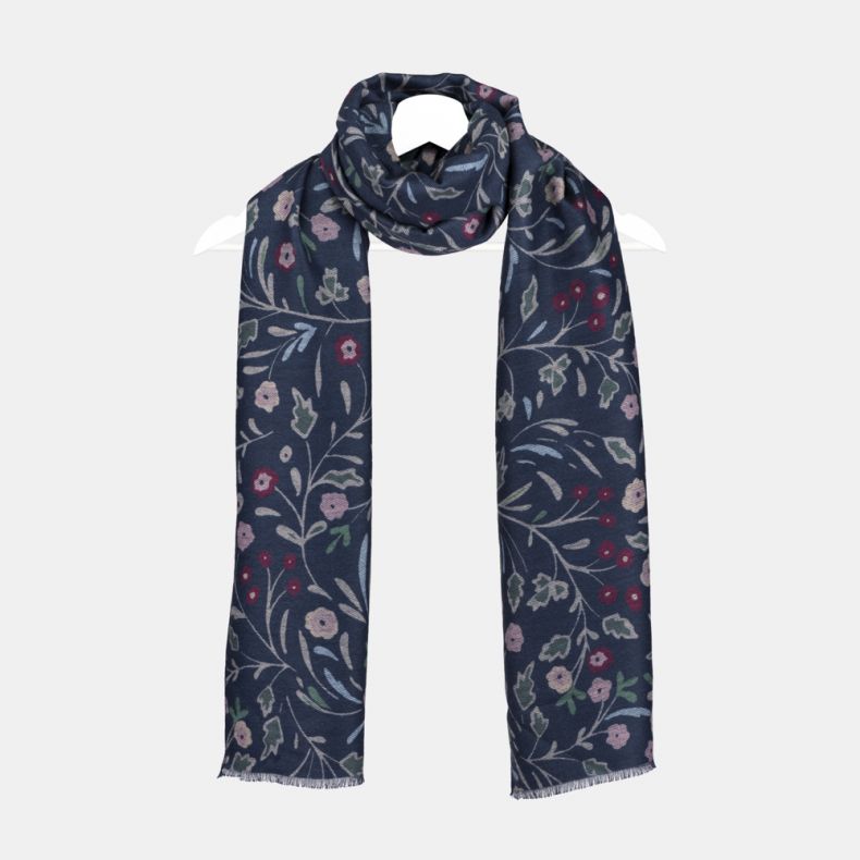 National Trust Greenway Lace Floral Navy Recycled Polyester Scarf