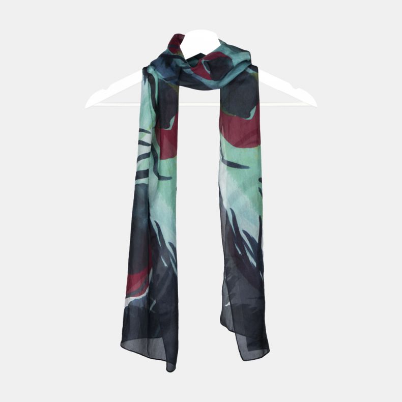 National Trust Peacock Burgundy Silk Scarf