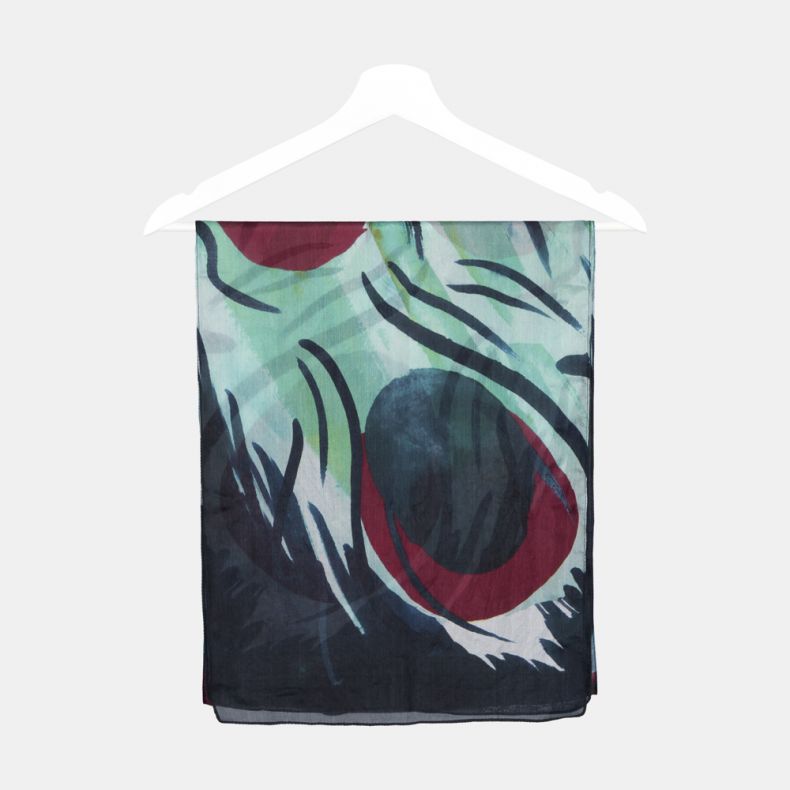 National Trust Peacock Burgundy Silk Scarf