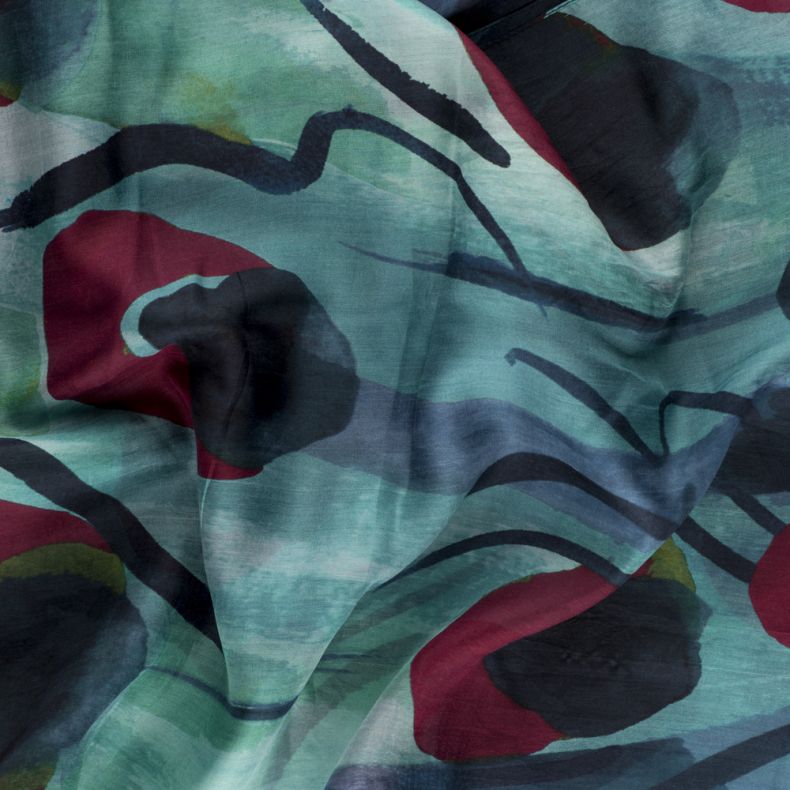 National Trust Peacock Burgundy Silk Scarf