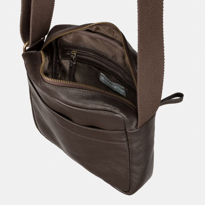 National Trust Dark Brown Leather Cross Body Bag