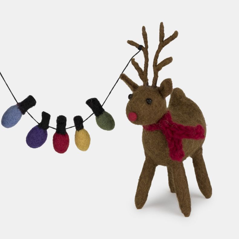 Felt Reindeer Pair with Fairy Lights