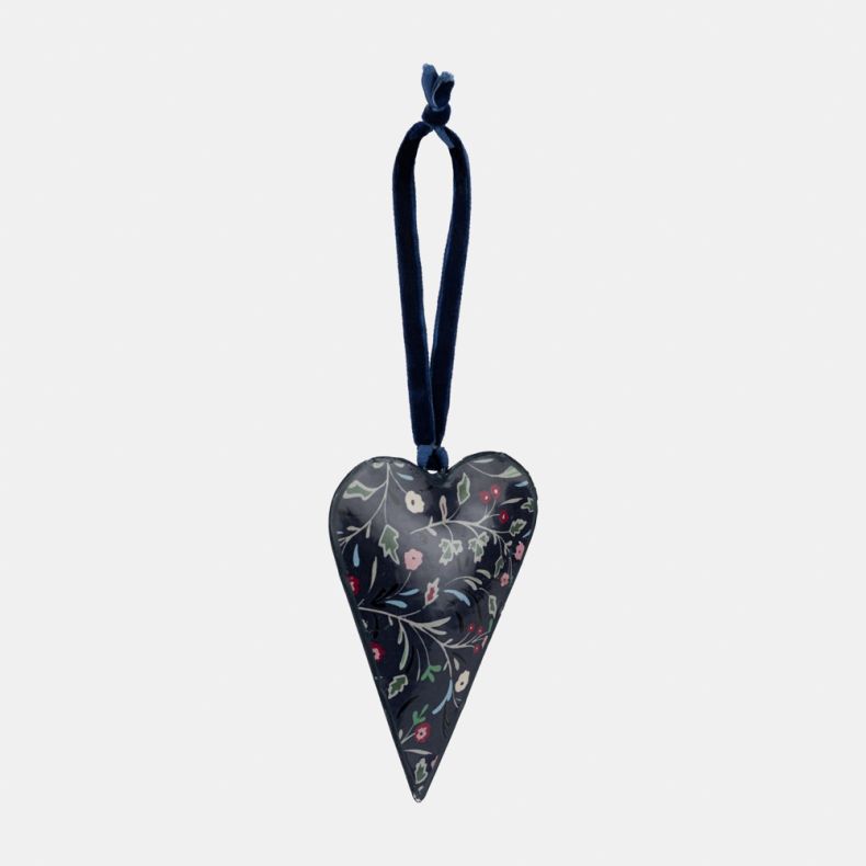 Namaste Hanging Metal Heart, Navy