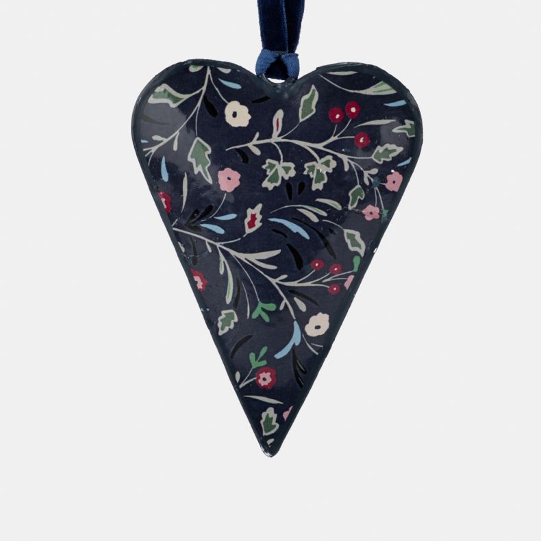 Namaste Hanging Metal Heart, Navy