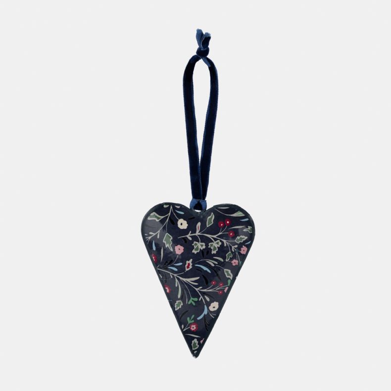 Namaste Hanging Metal Heart, Navy