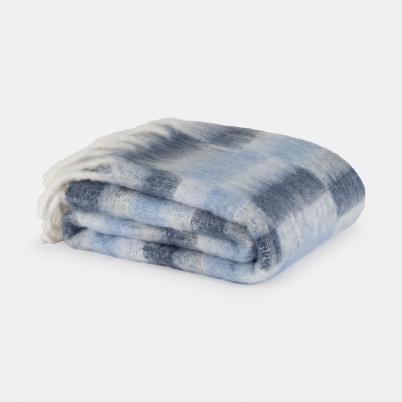 National Trust Staggered Stripe Recycled Throw, Blue